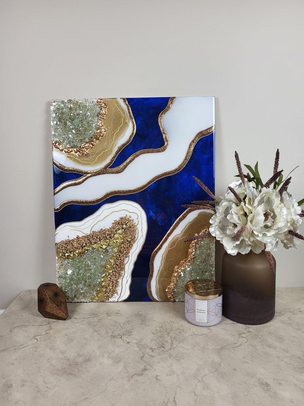 24"x19" Blue Geode Resin Wall Art