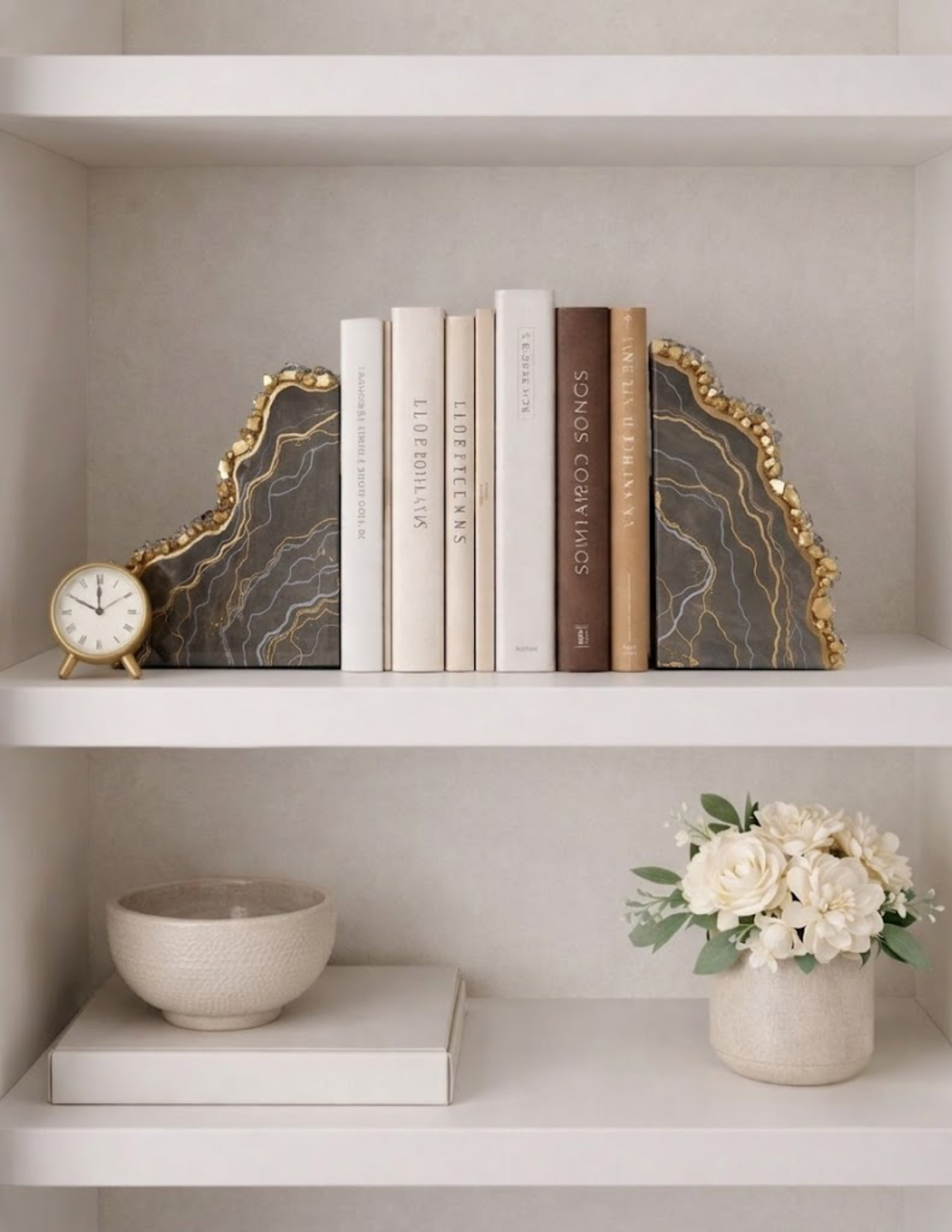 Luxe Geode Resin Bookends (Grey)
