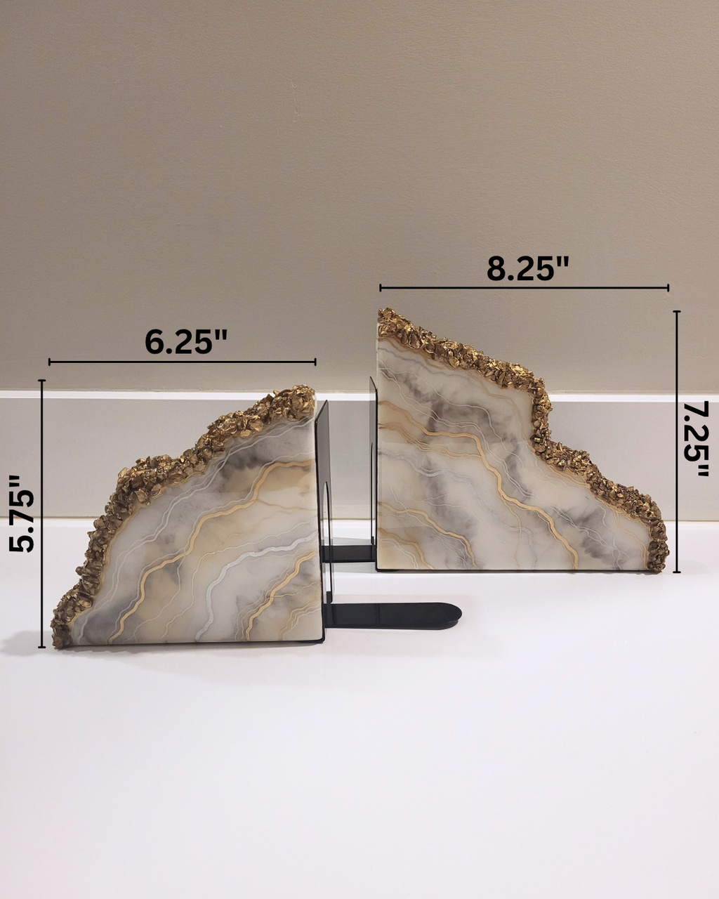 Calacatta Gold Geode Resin Bookends