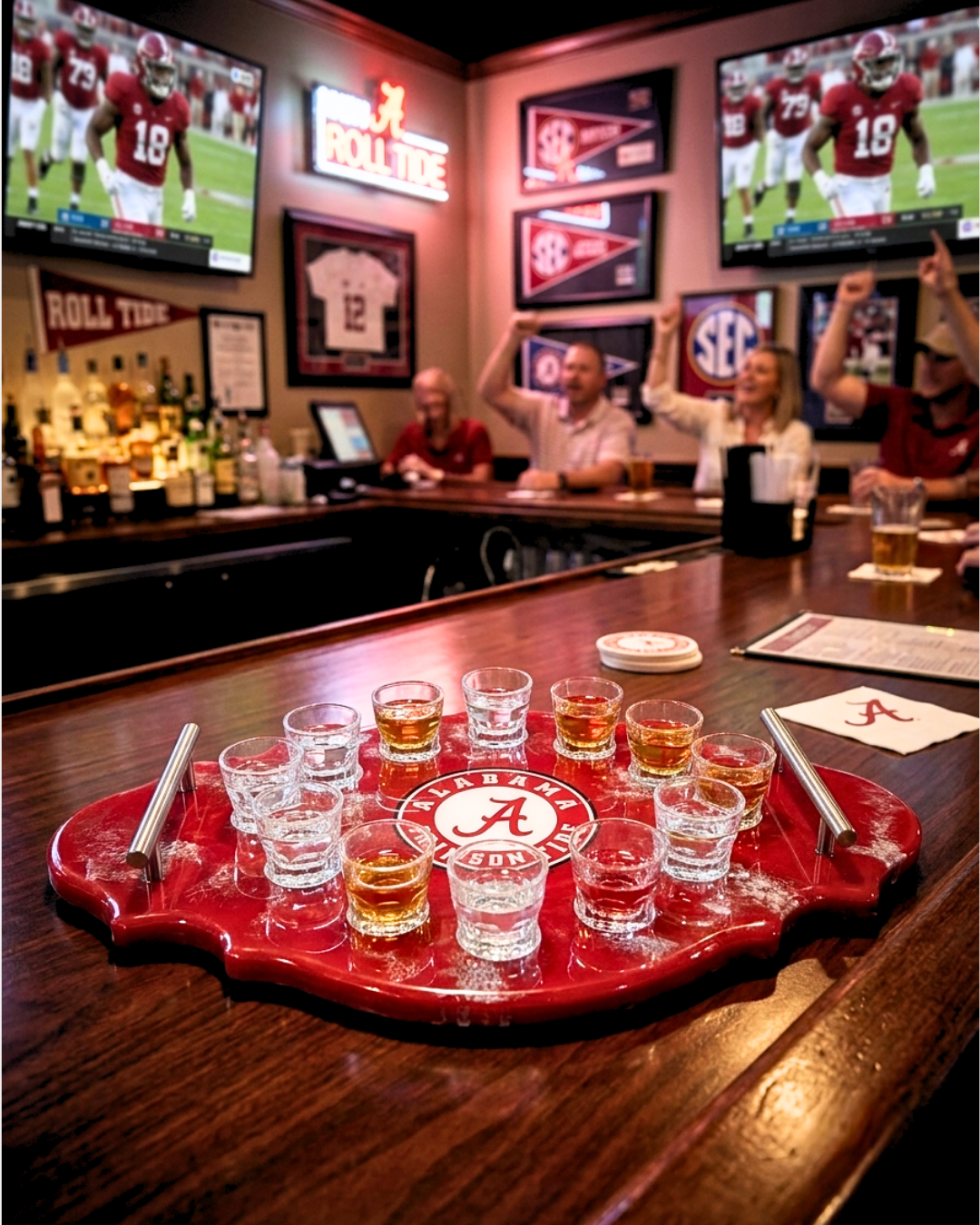 Crimson Legacy Shot Glass Tray