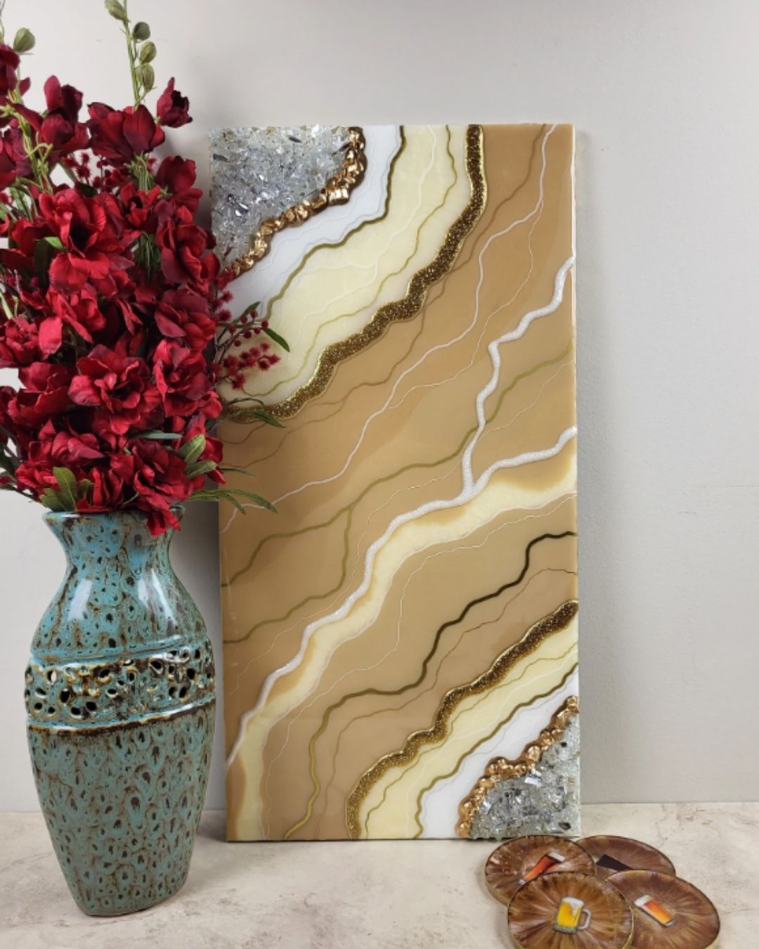 Beige 24"x12" Geode Resin Wall Art