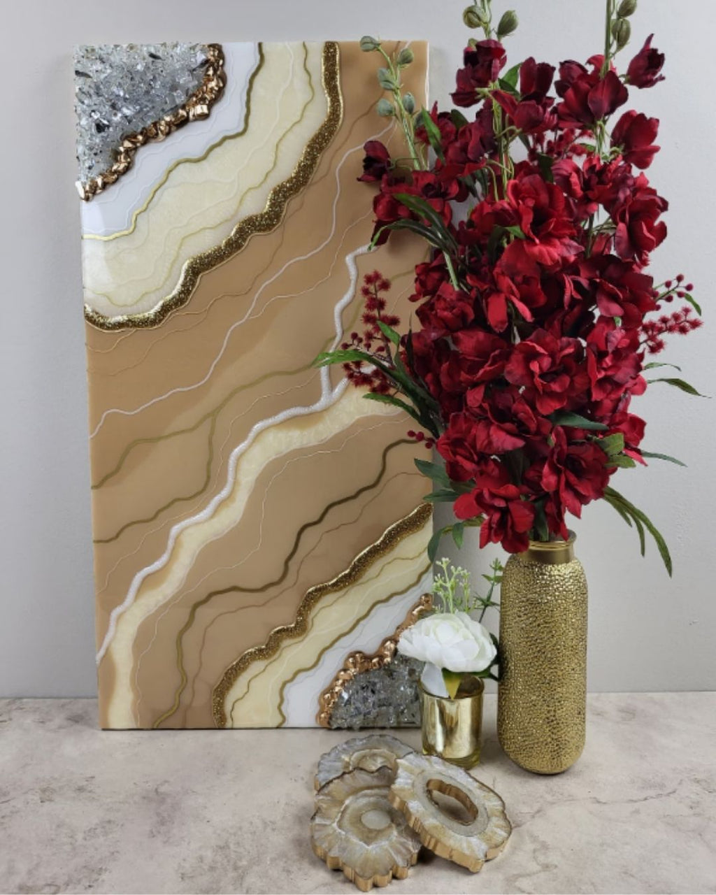 Beige 24"x12" Geode Resin Wall Art