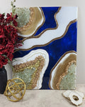 24"x19" Blue Geode Resin Wall Art