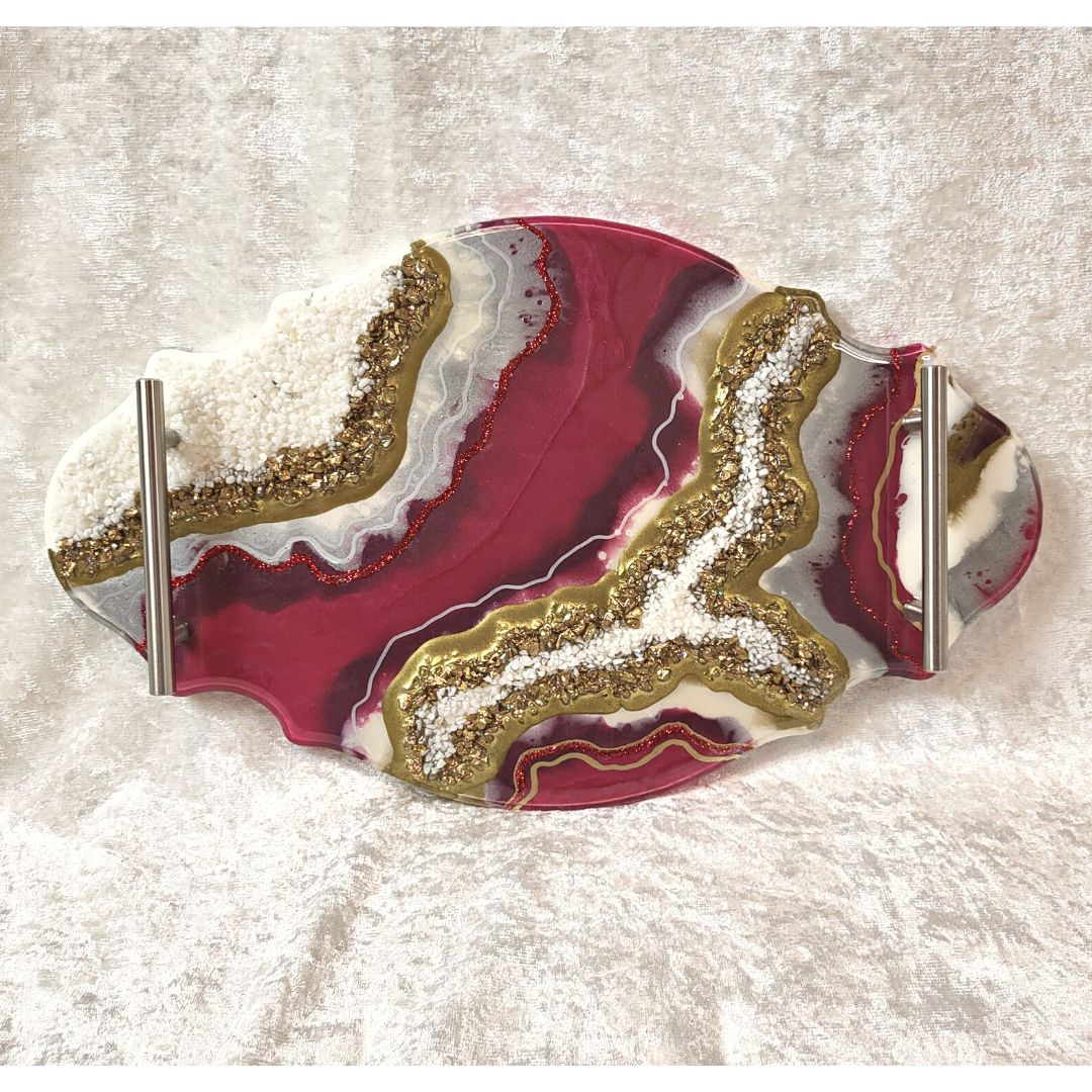 Fuchsia Resin Decorative Tray