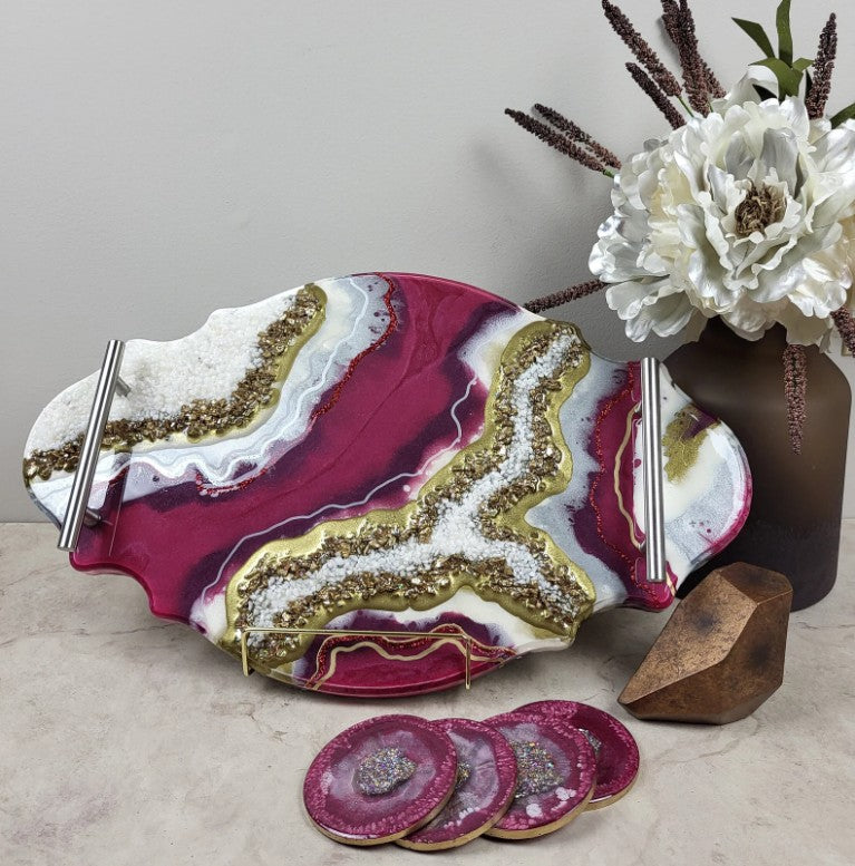 Fuchsia Resin Decorative Tray