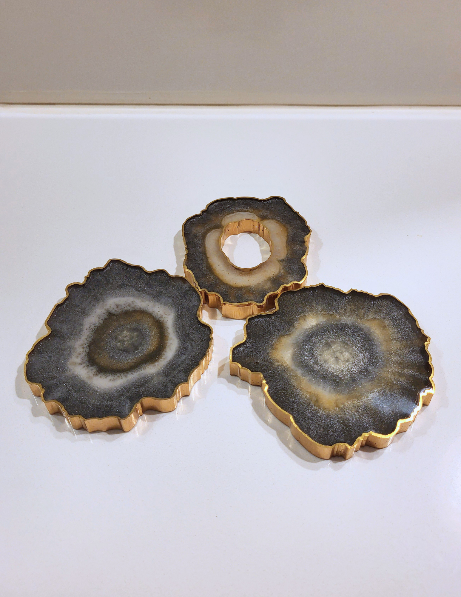 Gilded Galaxy Gems Resin Coasters