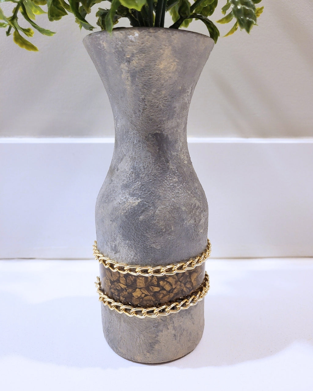 Nature's Embrace: Peak-Through Vase with Pebbles and Greenery