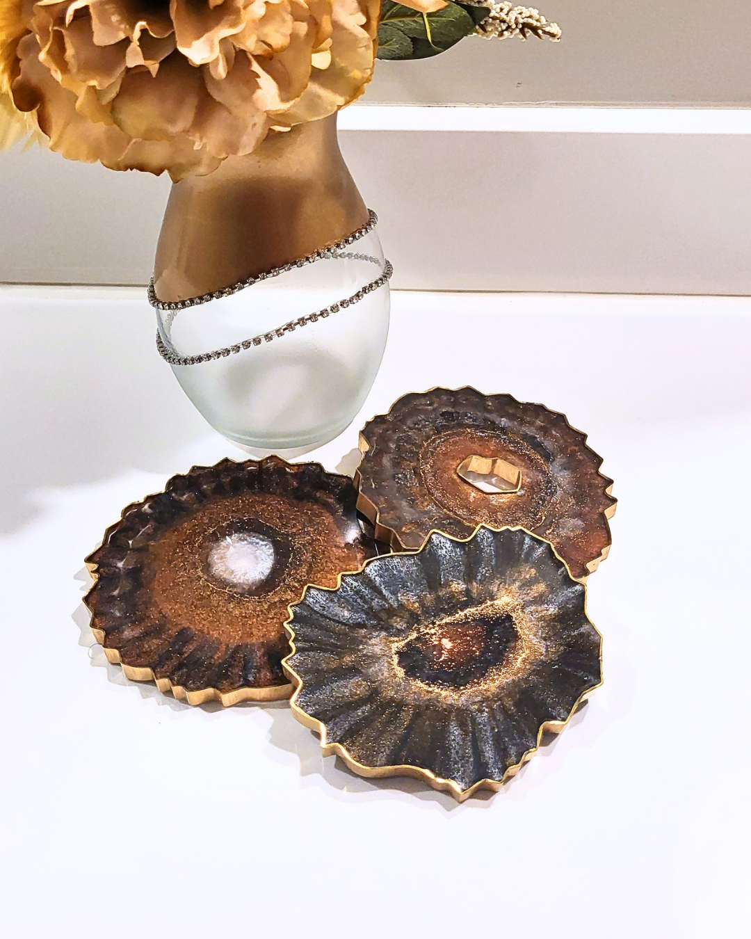 Obsidian & Bronze Solstice Coaster Set