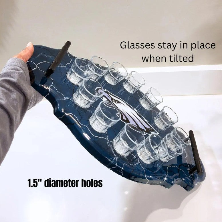 Eagles Wood-Resin Shot Glass Tray