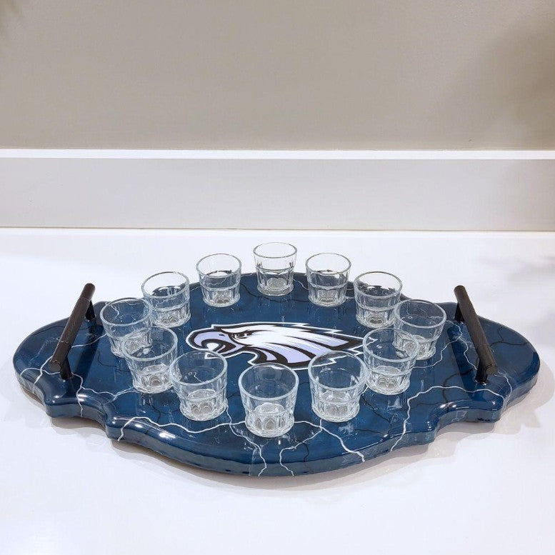 Eagles Wood-Resin Shot Glass Tray