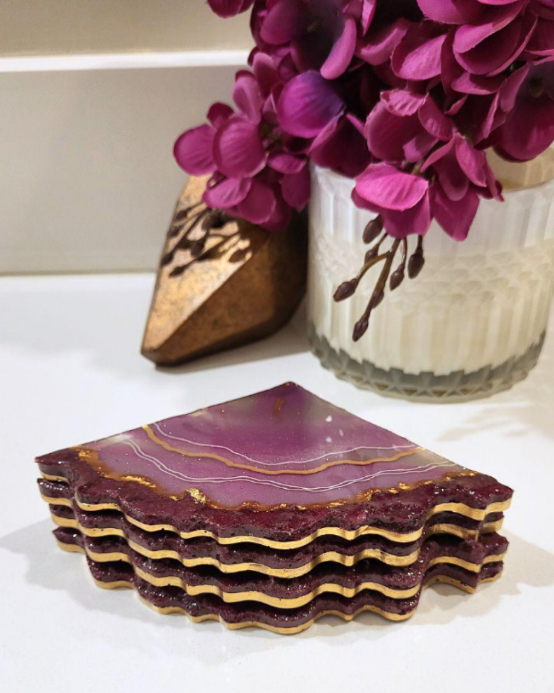 Purple Crusted Edge Coasters