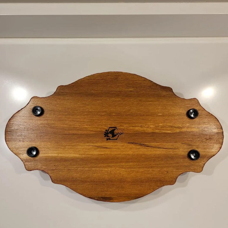 Red Resin Decorative Tray with Crushed Glass