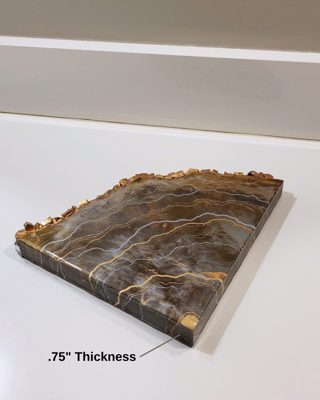 Dual-Delight Crystal Edge Geode Coasters / Shelf Decor (Grey & Brown)