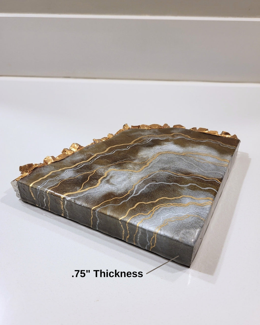 Dual-Delight Crystal Edge Geode Coasters / Shelf Decor (Grey & Brown)