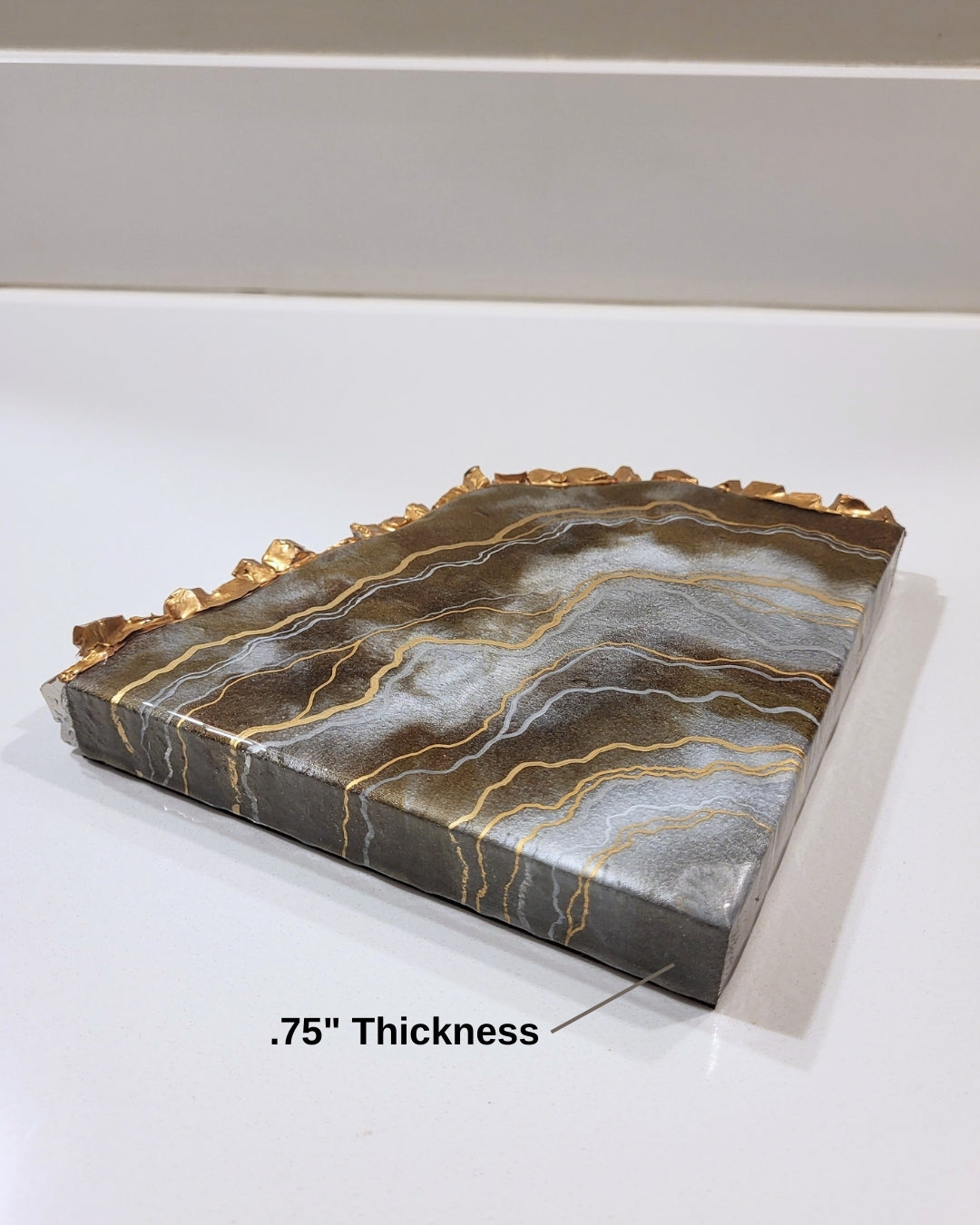 Dual-Delight Crystal Edge Geode Coasters / Shelf Decor (Grey & Brown)