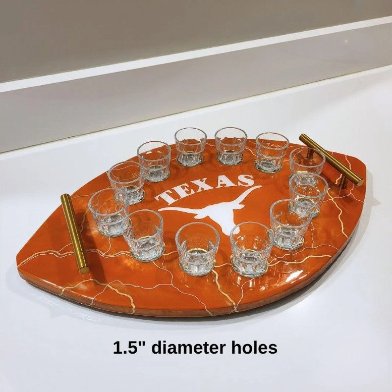 Texas Shot Glass Tray 12-Slot Texas Longhorns