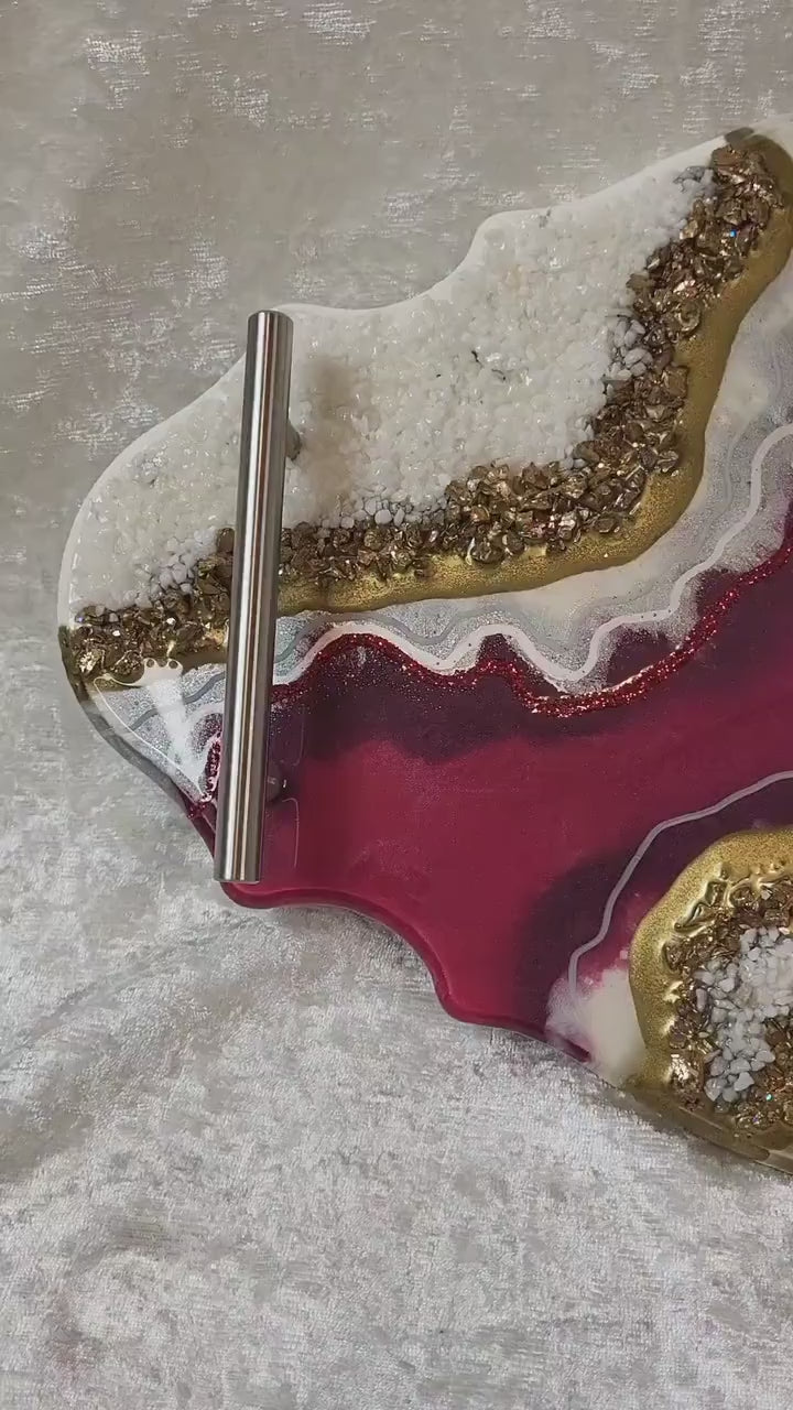 Fuchsia Resin Decorative Tray