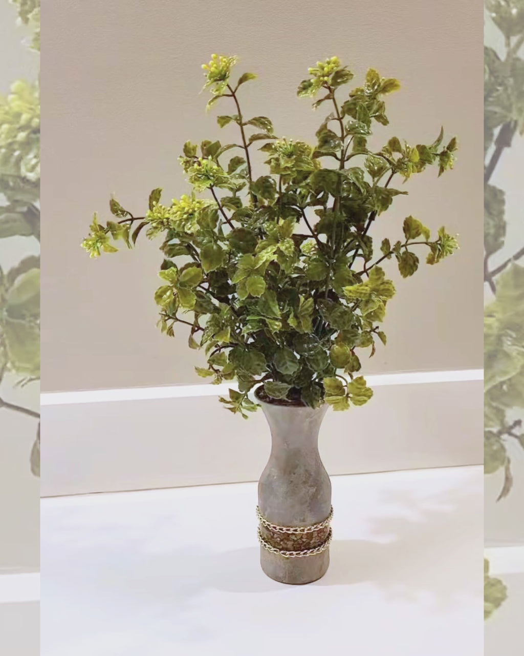 Nature's Embrace: Peak-Through Vase with Pebbles and Greenery