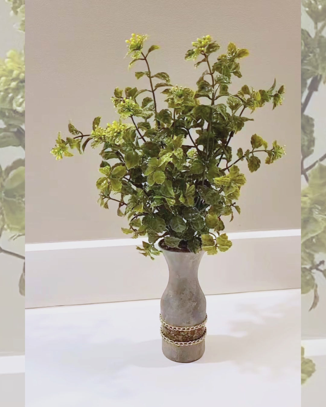 Nature's Embrace: Peak-Through Vase with Pebbles and Greenery