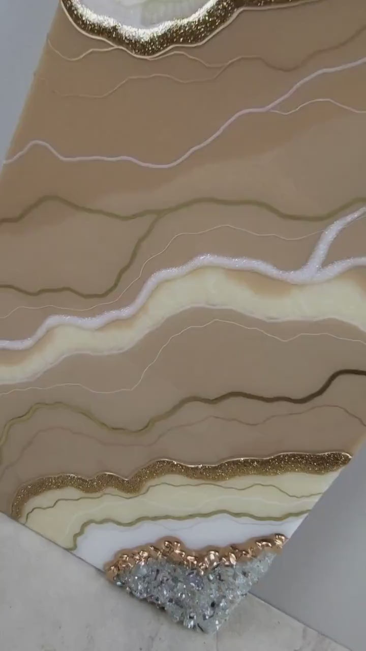 Beige 24"x12" Geode Resin Wall Art