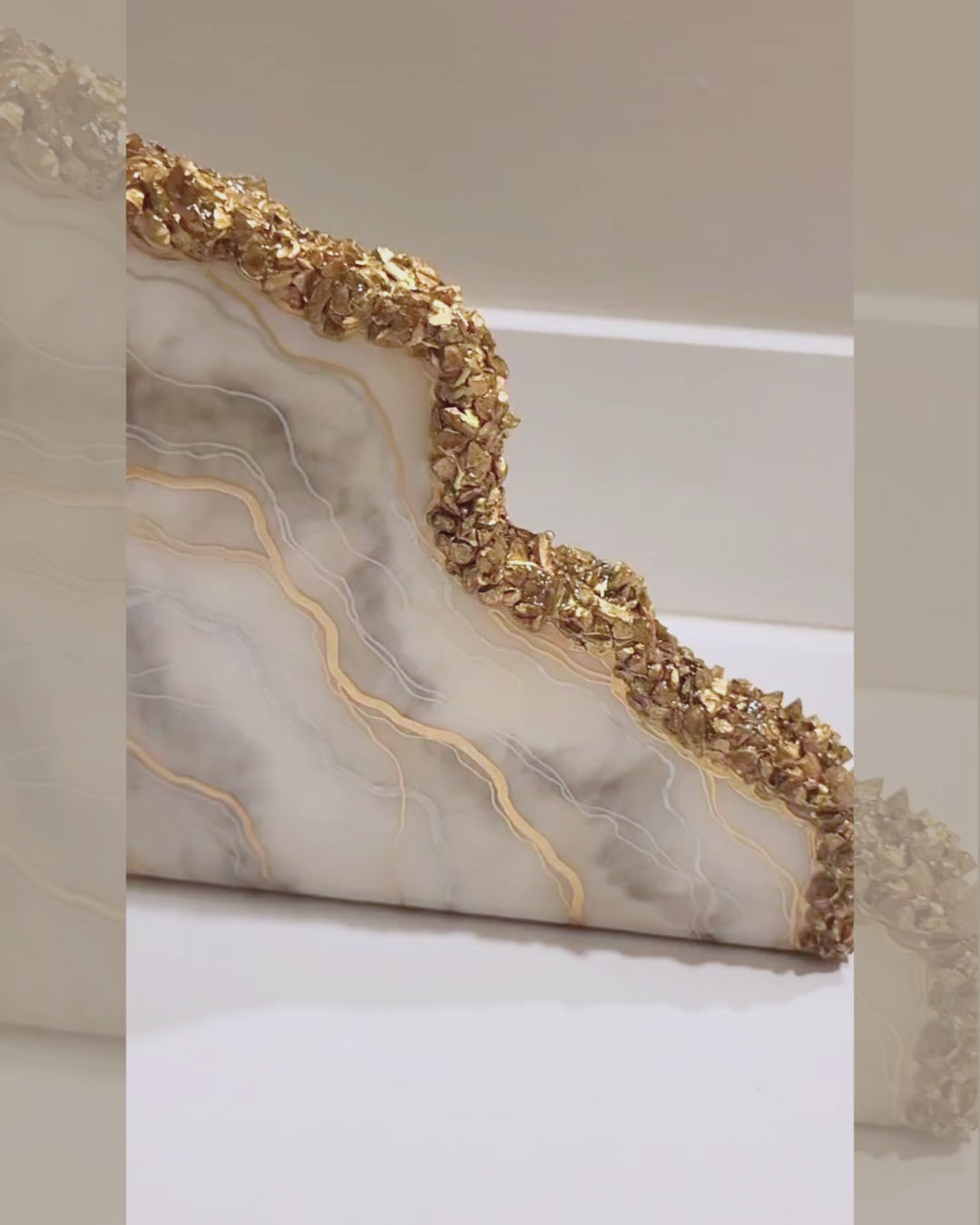 Calacatta Gold Geode Resin Bookends