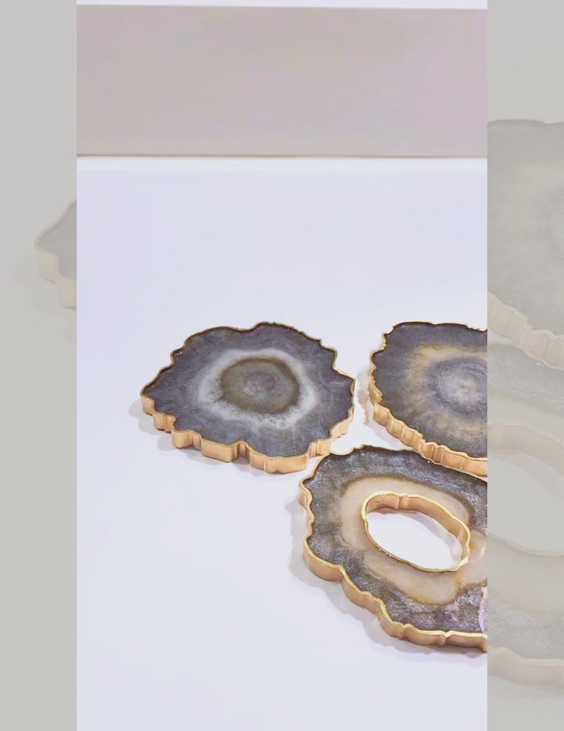 Gilded Galaxy Gems Resin Coasters